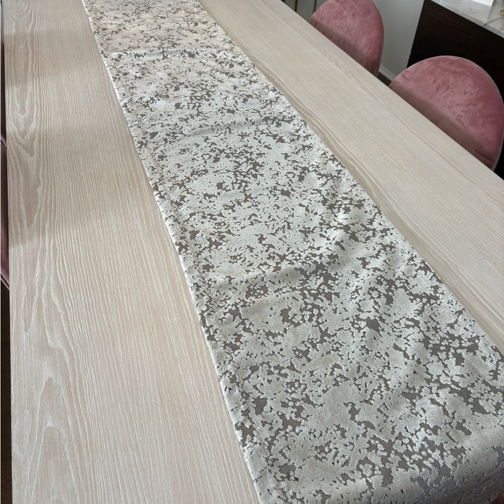 LAST CHANCE West Elm Patterned Cream and Gray Table Runner